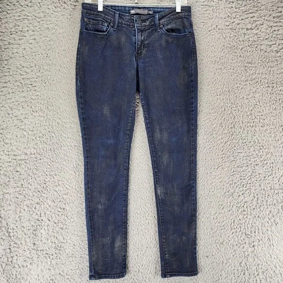 Levi's Jeans Womens 28 Dark Wash Stretch Mid Rise Demi Curve Skinny *GUC* - Picture 2 of 13